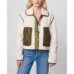 Blank NYC Cream and Green Teddy Jacket